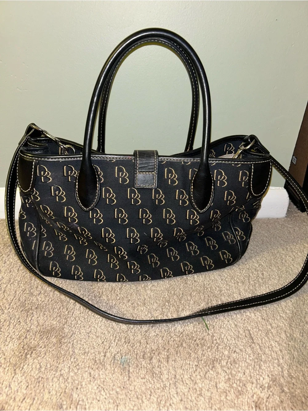 Dooney and Bourke Signature Monogram Canvas Satchel Handbag